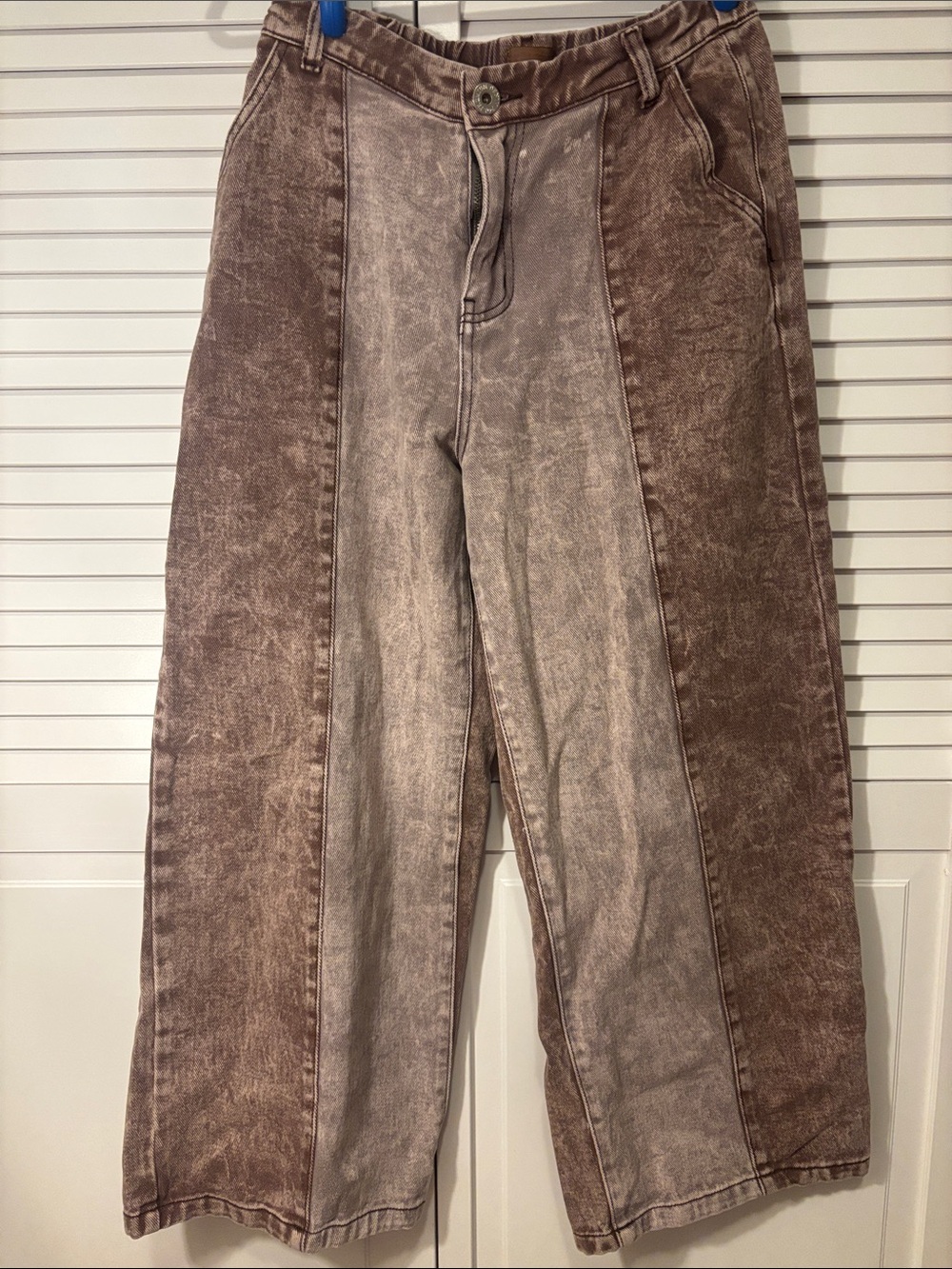 POL Two-Tone Washed Brown Wide-Leg Pants